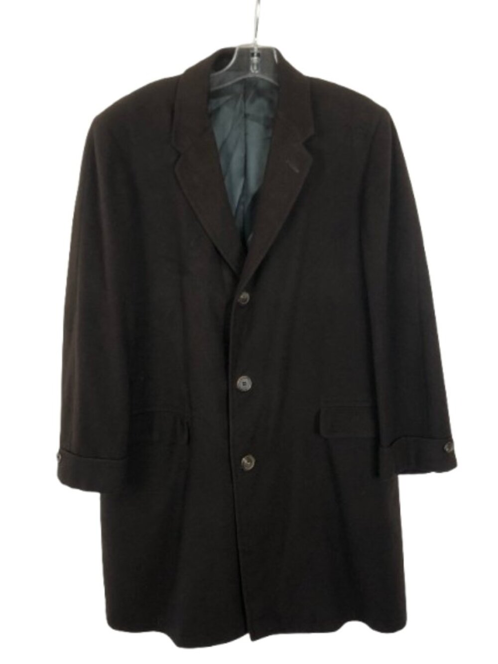 Mens Large Vintage 70s 80s Dark Brown Sandringham for Gimbels 100% Cashmere Coat